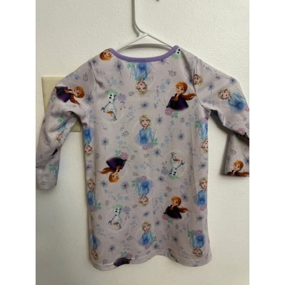 Disney Frozen Girls Nightgown Elsa Anna Olaf Purple Long Sleeve Sleep 4 (E)